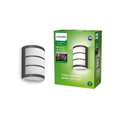 Imagen de Philips Aplique mural Python, lámpara LED de exterior, color antracita, luz blanca neutra, 6W