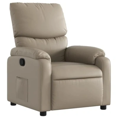 Imagen de vidaXL Sillón Reclinable, Silla con Respaldo Reposabrazos, de TV Relax Descanso, Asiento para Salón Hogar, Cuero Sintético Color Capuchino