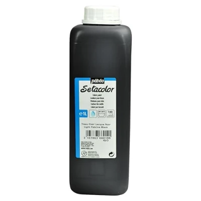 Imagen de PEBEO Setacolor Light Fabrics Pintura en botella de 1 litro, color negro