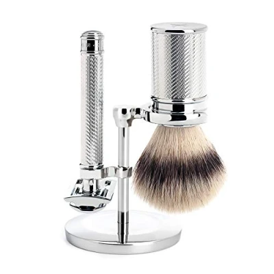 Imagen de S31M89 Mühle Cromo Punta Plateada Fibra/Cuchilla de Afeitar (Cerrado Peine) Set Afeitado