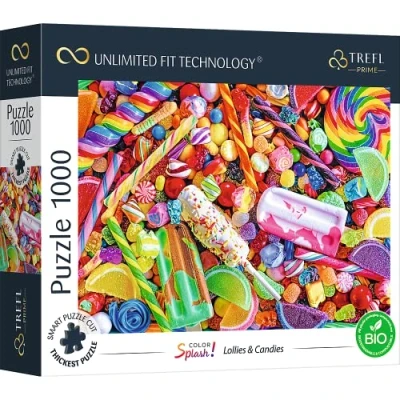 Imagen de Trefl 1000 Piezas, Cartón Más Grueso, Bio, Caramelos, Piruletas, Helados, Entretenimiento para Adultos Y Niños Mayores De 12 Años uft Puzzle Color Splash: Lollies &amp; Candies, (10701)