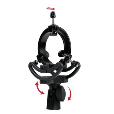 Imagen de Gator Frameworks Soporte de choque universal lujo para micrófonos condensador 18 55 mm diámetro (GFW MIC SM1855) Negro