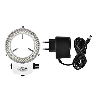 Imagen de SEAFRONT Cámara LED Industrial con luz de Anillo para Microscopio Estéreo óptico 144 Perlas Fuente Brillo Ajustable Más 18000LUX(EU plug Blanco)
