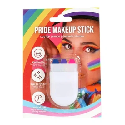Imagen de Palillo de pintura facial con bandera bisexual, paquete 1 unidad, color rosa, morado y azul, LGBTQ+ Pride Maquillaje para eventos del orgullo mes