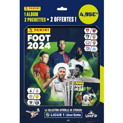Imagen de Panini Foot 2024 Ligue 1 Uber Eats Álbum + 2 fundas unidades, 004623SPCFGD