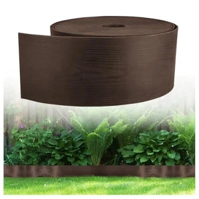 Imagen de GARDENIX WoodBorder Borde Flexible con Aspecto de Madera (plástico, Longitud 10 m, Altura 13 cm), Color marrón