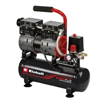Imagen de Einhell Compresor TE AC 6 Silent (compresor silencioso con 550 W, máx. 8 bar, motor exento de aceite y servicio, depósito l, manómetro acoplamiento rápido, válvula seguridad)