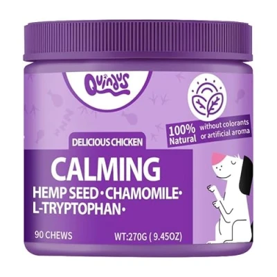 Imagen de Quindu&#039;s Calming Calmante para Perros con L triptófano la ansiedad, el estrés y calmar 90 sabrosos Snacks Pollo