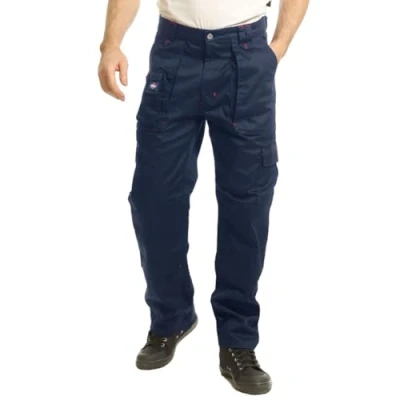 Imagen de Lee Cooper LCPNT206 Ropa de trabajo para hombres con múltiples bolsillos y rodilleras, pantalones carga trabajo, Azul Marino, 32W / 31L