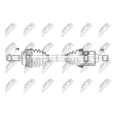 Imagen de NTY NPW LR 039 Árbol de Transmisión Eje delantero, izquierda 629mm Caja cambios manual, automática