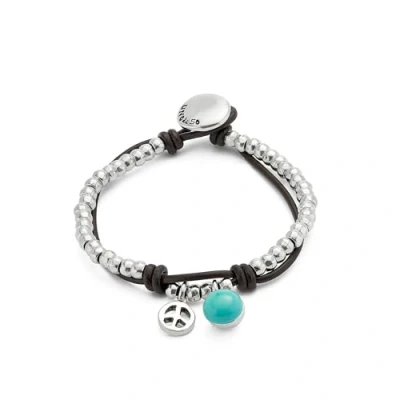 Imagen de Pulsera de bolas bañadas en plata ley con cristal murano turquesa