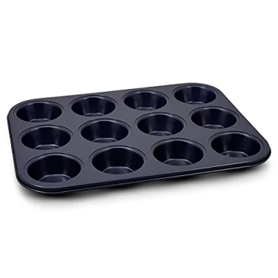 Imagen de Zyliss E980200 Molde Antiadherente con Huecos Para 12 Magdalenas, Acero Al Carbono, Azul Oscuro, de Horno Muffins, Cupcakes y Apto Lavavajillas