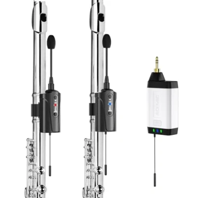 Imagen de ACEMIC Micrófono Inalámbrico para Flauta Dual UHF de Conexión Flauta, Sistema 1 Receptor y 2 Transmisores Sistemas PA, Mezcladores Audio Parlantes Q2/DT 5