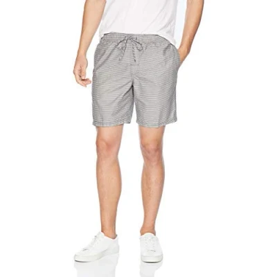 Imagen de Amazon Essentials Pantalones Cortos para Caminar con 20 cm de Pernera, Cordón Ajuste y Corte Holgado (Disponibles en Tallas Grandes) Hombre, Gris/Rayas, XS