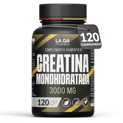 Imagen de Creatina Monohidratada 120 Comprimidos con 3000mg de Pura. para Aumentar la Masa Muscular, Fuerza y Resistencia Física. Mejora el rendimiento físico. 100% vegana Sin OGM