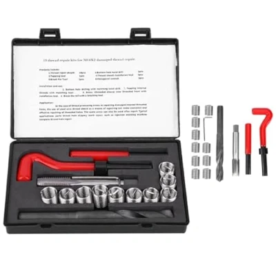 Imagen de Kit de reparación roscas 15 piezas M14x2 Juego bobina helicoidal para automóvil bobinas helicoidales acero inoxidable con inserto roscado compatible Jue
