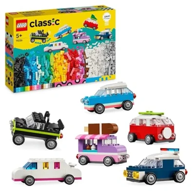 Imagen de Lego Classic Vehículos Creativos Coloridos, Maquetas de Coches Urbanos: Coche Policía, Camión y Más, Juguete Construcción con Ladrillos, Regalo para Niños Niñas 5 Años en Adelante 11036