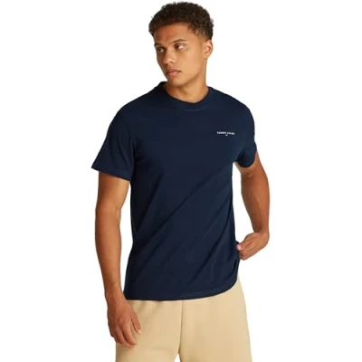 Imagen de Tommy Jeans TJM Slim Linear Chest tee Ext, Camiseta de Manga Corta Hombre, Azul (Dark Night Navy), XXL Grande