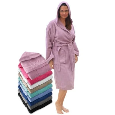 Imagen de LEBENGOOD Albornoz Mujer Capucha 100% Algodón Rizo Americano 400 gr, Bolsillos, Bata Suave, Toalla Ducha (Alb.Capucha Lavanda XXL)