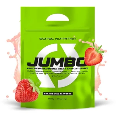 Imagen de Scitec Nutrition Jumbo Ganador de Peso Alto en Calorías con Proteína Multi Componente Matriz Aminoácidos Metabólica Mezcla Superalimentos, 6,6 kg, Fresa