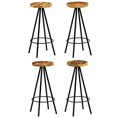 Imagen de vidaXL 4X Taburetes Bar 30x30x76 cm Madera Mango Asiento Silla Banco Mueble