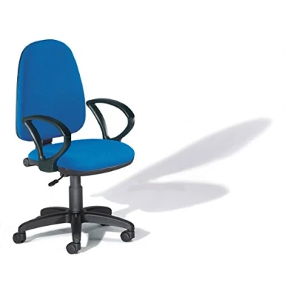 Imagen de Rocada Silla de Escritorio Barata Oficina Color Azul despacho Cómoda, Ajustable y con Ruedas Regulable en Altura Tapizada Tela Ignífuga Reposabrazos