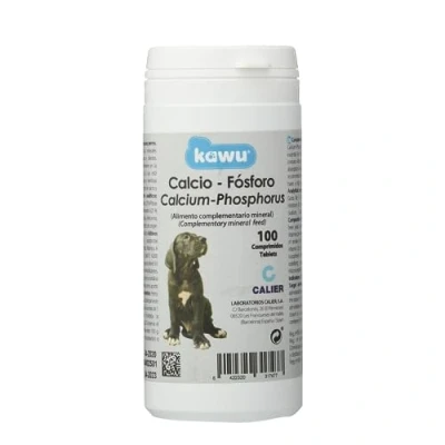 Imagen de Calier Kawu Suplemento de Calcio, Fósforo y Vitaminas A, D E para Perros Pack 3 Unidades 300 Comprimidos