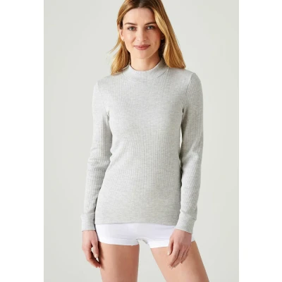 Imagen de Damart Camiseta Thermolactyl, Cuello Alto, canalé Polar, Manga Larga Ropa Interior, Gris Jaspeado, S para Mujer