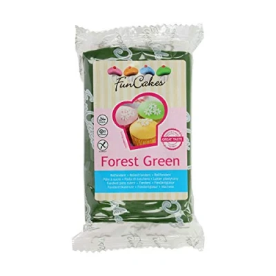 Imagen de FunCakes Fondant Verde Bosque: Fácil de Usar, Suave, Flexible, Suave y Perfecto para Decorar Pasteles, Halal, Kosher Libre Gluten. 250 gr