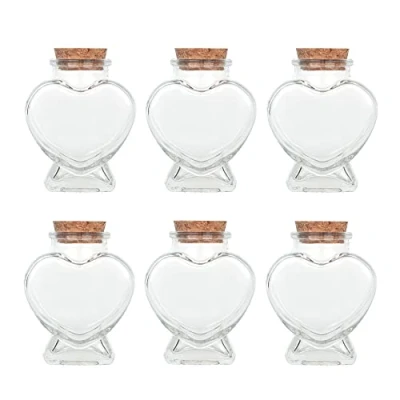 Imagen de Magic Season botellas decorativas de vidrio con tapón corcho (2.7 onzas en forma corazón / 6 piezas)