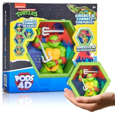 Imagen de WOW! PODS Rafael de Las Tortugas Ninja 4D, Figura Coleccionable única conectable Que explota su Mundo en el tuyo, exhibición Pared o Estante, Juguetes y Regalos Ninja, Serie 1