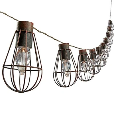 Imagen de Dehner Retro Guirnalda de Luces con 10 Bombillas LED, 330 cm Longitud, Metal, Color Negro y marrón