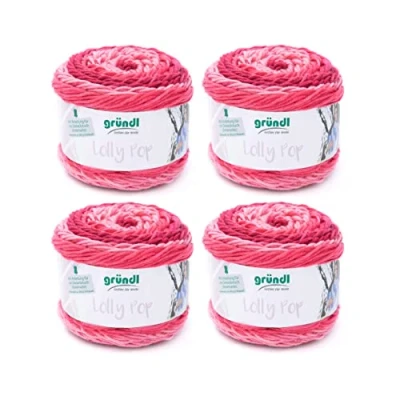 Imagen de Gründl Lolly Pop, Hilo de Ganchillo y Punto (Hilo Universal Similar a la Lana Lavable 100% poliacrílico, 150 g / 240 m, tamaño Aguja: 5 6, 4 x g), Pink Swirl