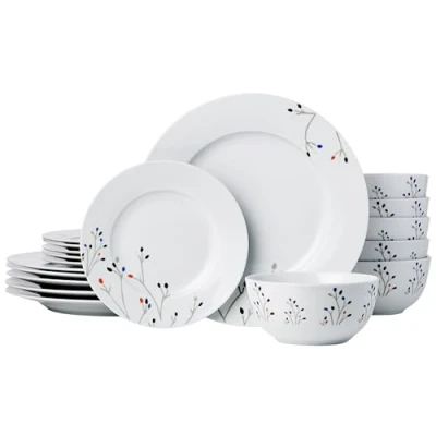 Imagen de Amazon Basics Vajilla de 18 Unidad, Ramas, 6 servicios