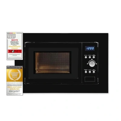 Imagen de Exquisit® Microondas Combi de Encastre, 17L, 700W, Grill 1000W, Color Negro, Acabado Interior Acero Inoxidable, Display Digital, Plato 24,5Cm, Medidas 38,2x59,5x33,5 Cm.