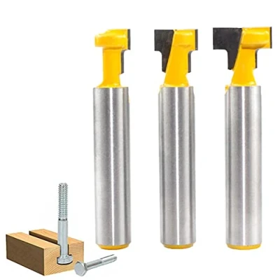 Imagen de T Ranura Cortador, 3 PCS Fresa de en T, Bit Carpintería Router Conjunto Fresado, Carburo Cementado Ranurado con Mango Acero, para Herramientas