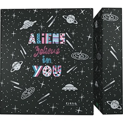 Imagen de Grafoplás Carpeta Escolar A4 4 Anillas Mixtas 40mm Colección Elena Corredoira Aliens Suave al Tacto Certificado FSC