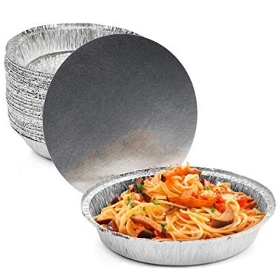 Imagen de MATANA 40 Bandejas Redondas Desechables de Aluminio con Tapa 1060ml
