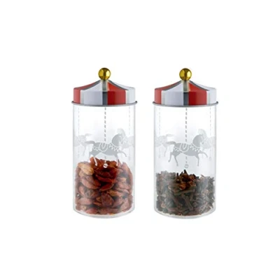 Imagen de Alessi Recipientes de diseño para Especias en Vidrio serigrafado con Tapa hojalata, Set 2, Cristal Hierro, Multicolor, Única