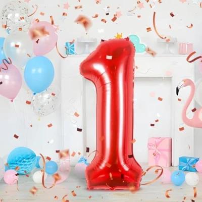 Imagen de Globos de Cumpleãnos 1 Rojo,101 CM Globo Numeros Gigantes Grandes Decoracion,Globo Numero 1,Globos Niño Niña Adultos,Vuelan con Helio…