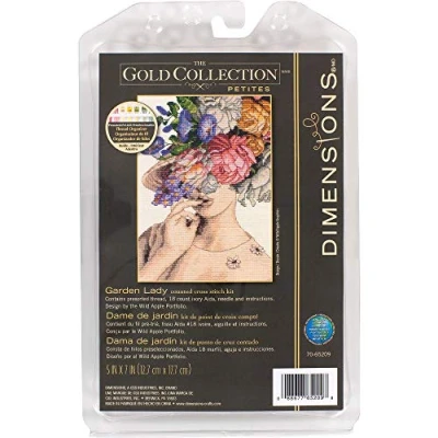 Imagen de Dimensions Garden Lady Kit de punto cruz contado, marfil, 18 Aida, 5 x 7 pulgadas