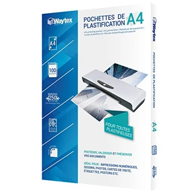 Imagen de WAYTEX 78275 Bolsas de plastificación A4 (125 micras, 100 unidades)