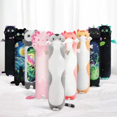 Imagen de Mewaii Largo Gato de Peluche Almohada Suave Animales Muñecas Juguetes Regalo para Niños 90CM