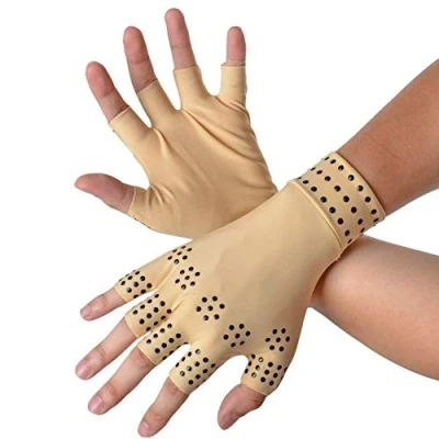 Imagen de RZJZGZ Guantes de compresión sin dedos Artritis Magnética Terapéutica Alivio del Dolor las Manos, articulaciones (desnudo,