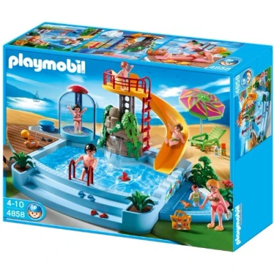 Imagen de PLAYMOBIL Family Fun, Piscina con Tobogán 4858, a Partir de 4 años