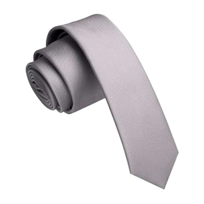Imagen de JEMYGINS Corbata delgada de color sólido 1.57 pulgadas para hombre (4 cm), gris, general