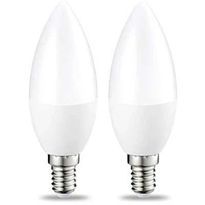 Imagen de Amazon Basics Bombilla LED E14, 5W (equivalente a 40W), Blanco Cálido, Regulable, 2 unidades