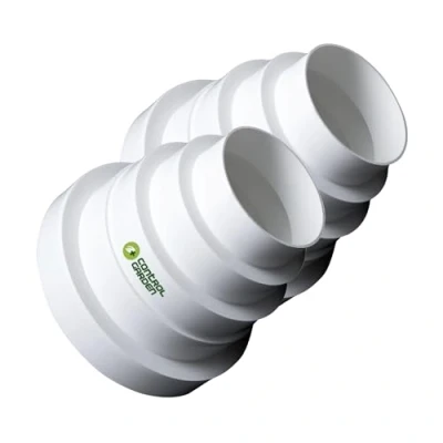 Imagen de CONTROL GARDEN Pack x 2 Reductor Universal para Sistemas Ventilación Blanco Acople Conector Conductos Diámetro Ø 80 100 120 125 150 mm Tubo
