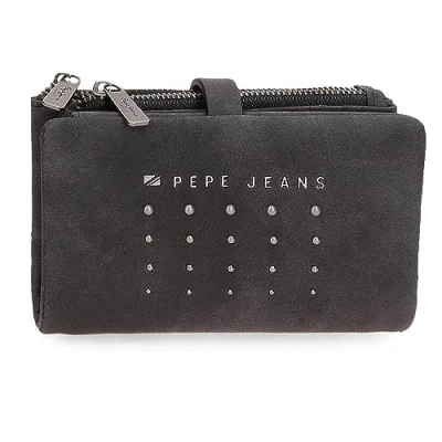 Imagen de Pepe Jeans Holly Cartera con Tarjetero Negro 14,5x9x2 cms Piel sintética