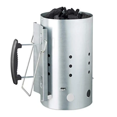 Imagen de Relaxdays Encendedor Barbacoa, Acero Galvanizado, Plateado, 30 x 19.5 cm